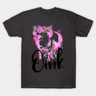 Pig Pink Flower Design. T-Shirt